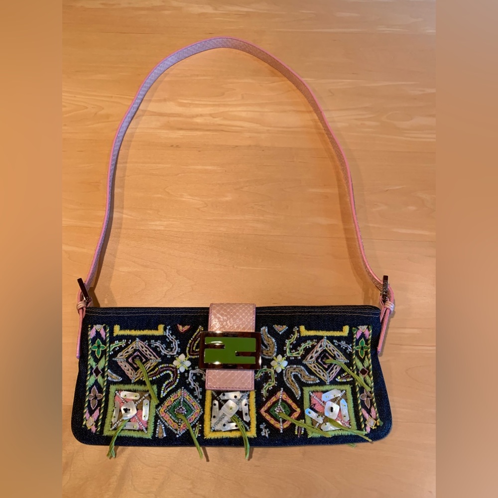 Fendi Denim Beaded Crossbody